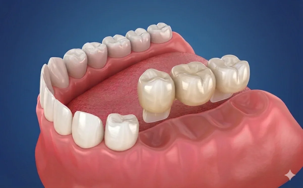 Patient with a seamless dental bridge