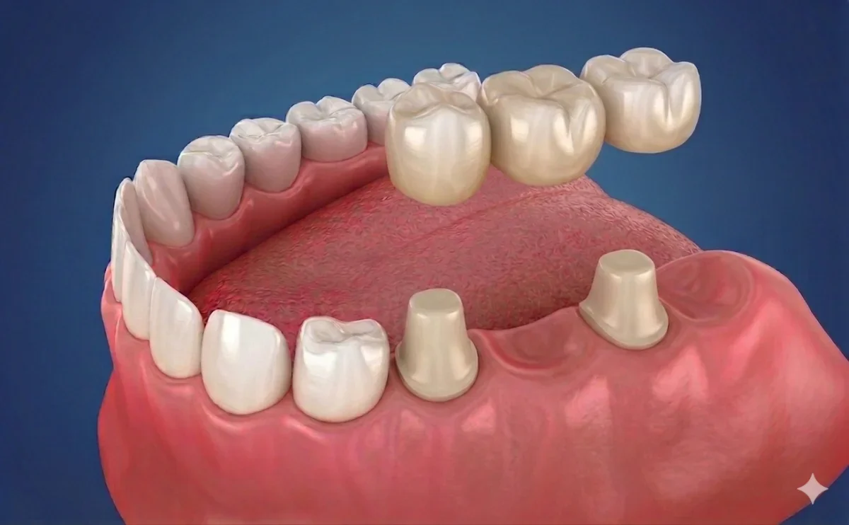 Patient with a seamless dental bridge