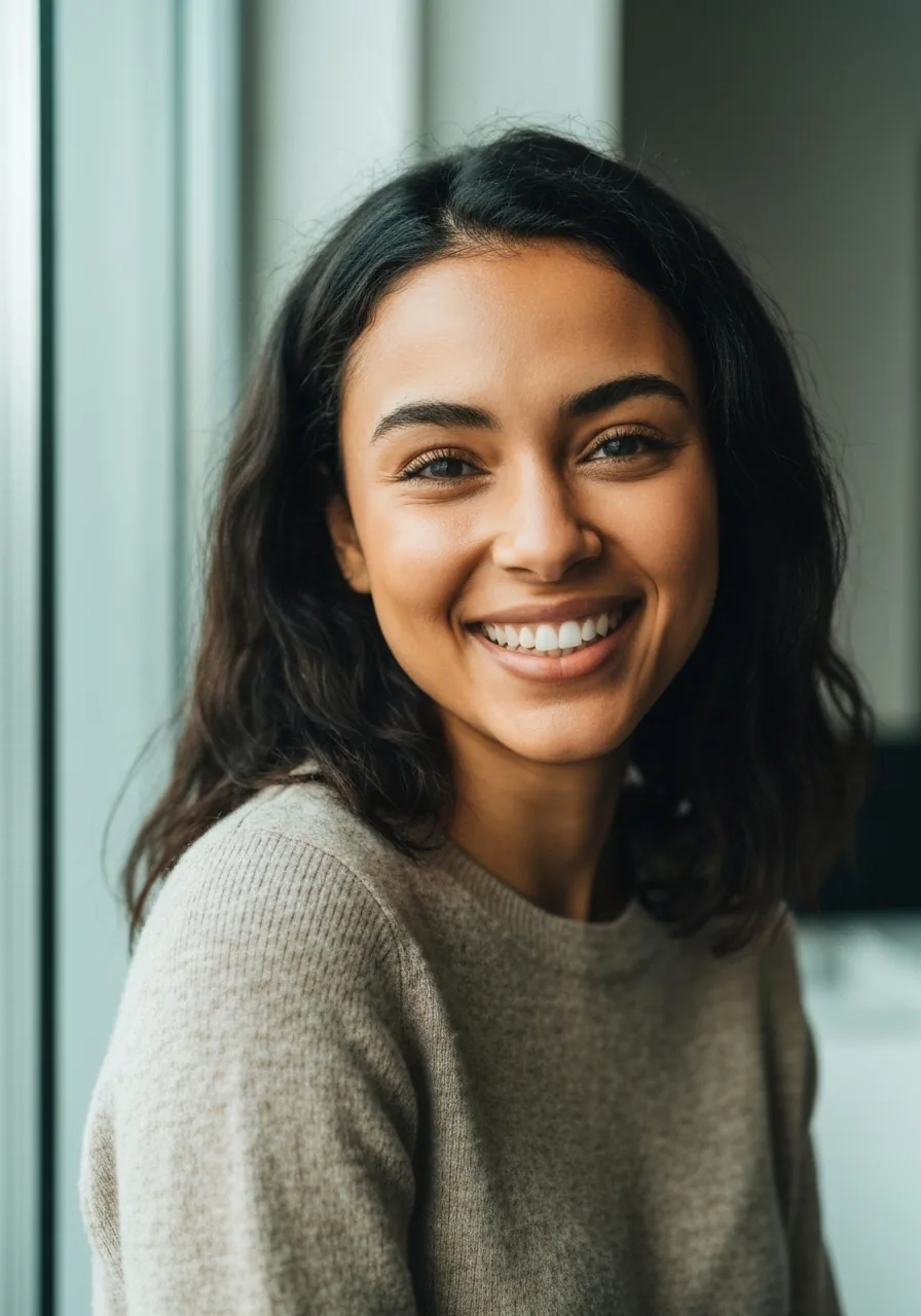 Young woman smiling after dental care